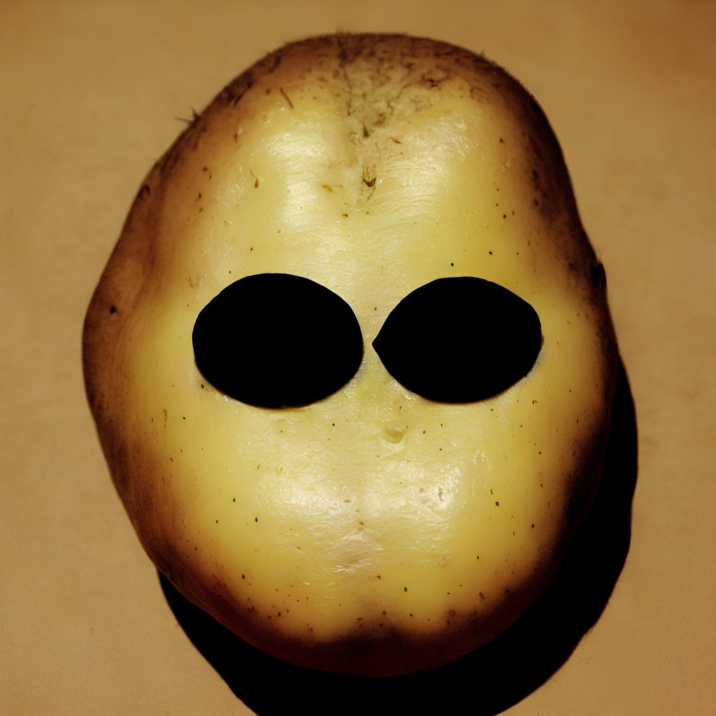 Potato with Two Dark Holes Resembling Eyes