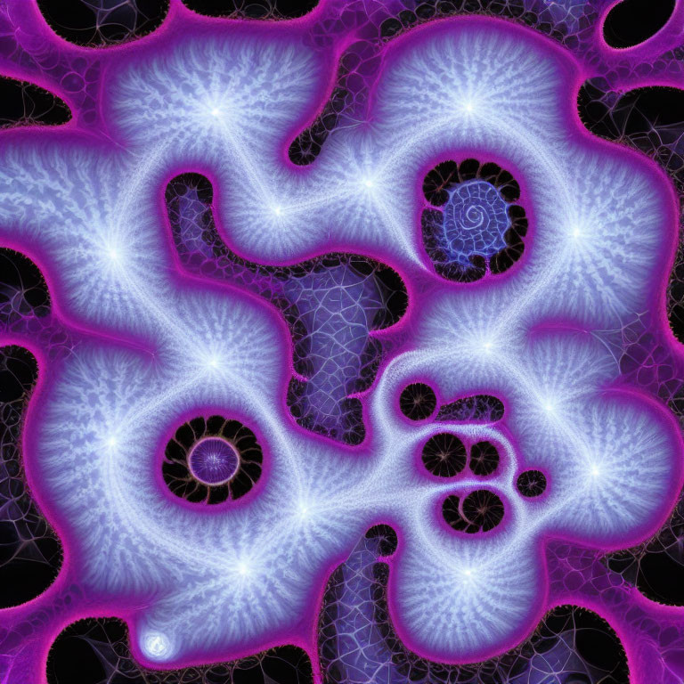 Intricate Purple and White Fractal Patterns