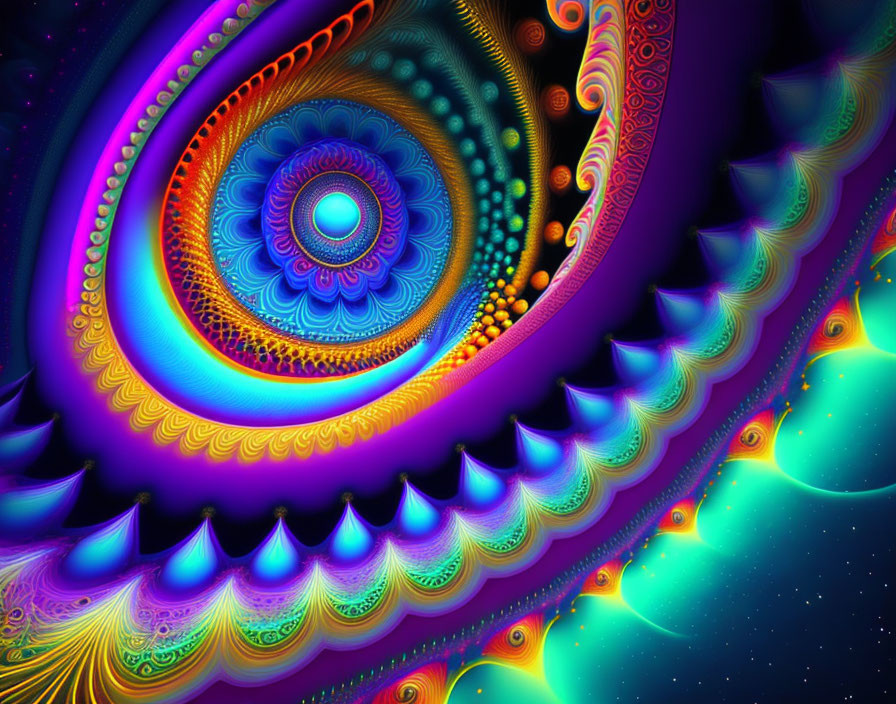 Colorful Psychedelic Fractal Art with Spiral Pattern