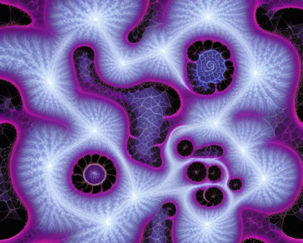 Intricate Purple and White Fractal Patterns