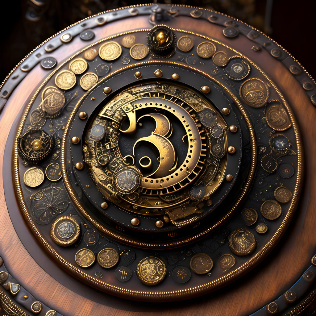 Intricate Steampunk-Inspired Clock with Vintage Coins Embedded