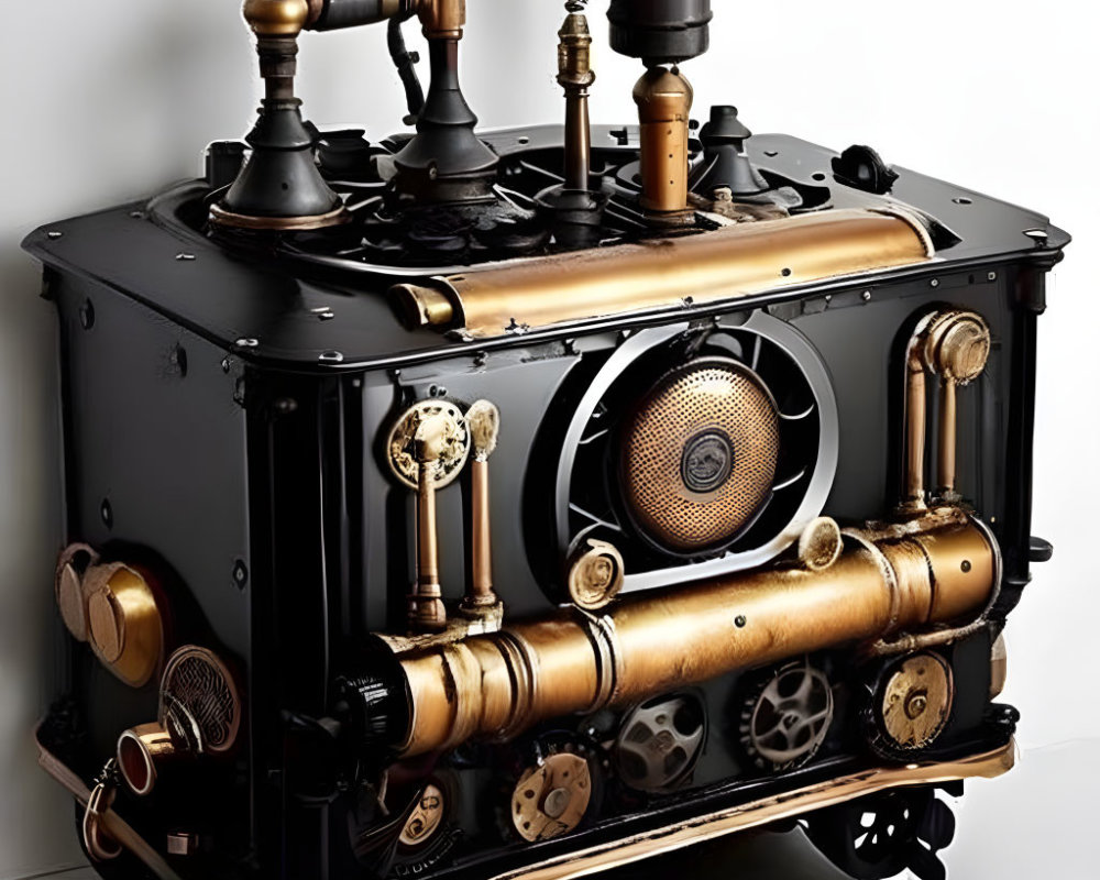 Vintage-style Speaker Resembling Steam Engine