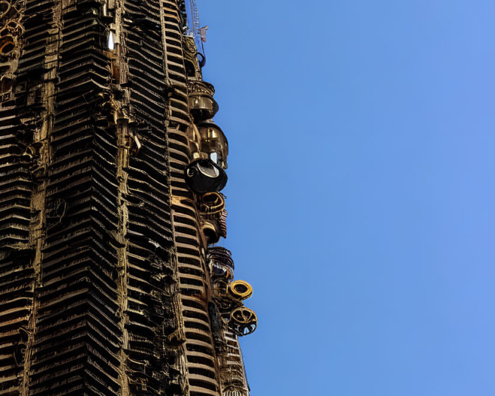 Ornate circular tower under clear blue sky