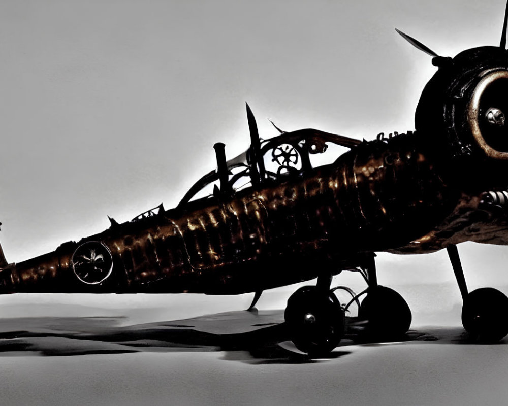 Vintage Model Airplane Silhouette on Light Background