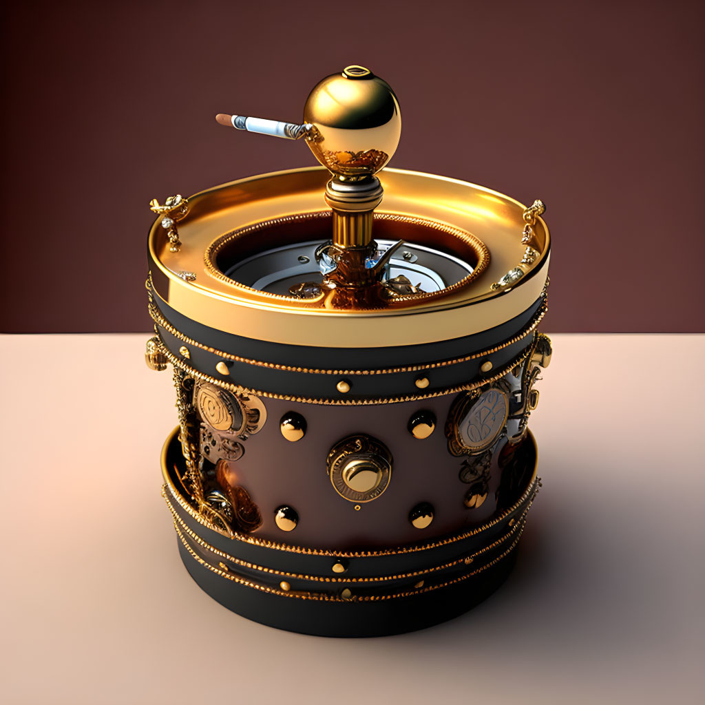 Ornate Golden and Black Coffee Grinder with Lever