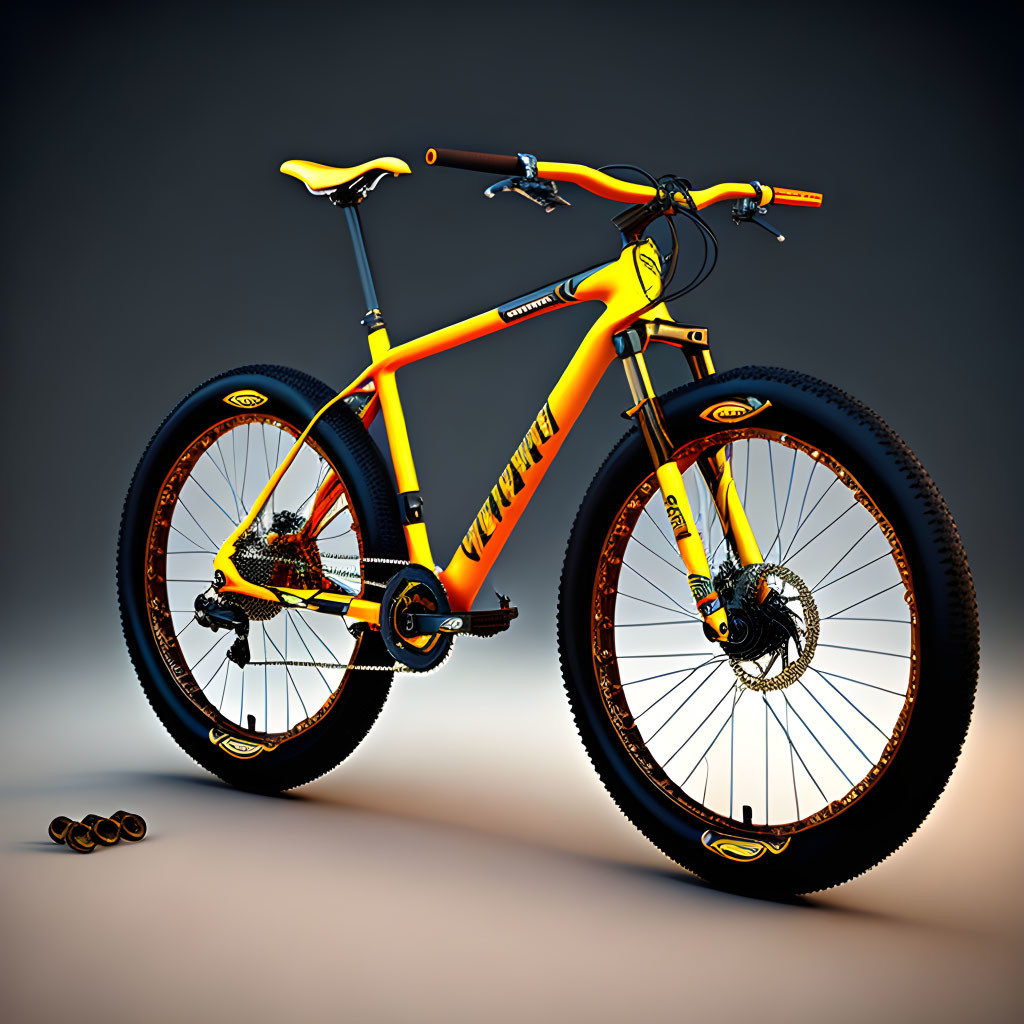 Yellow Mountain Bike with Dual Suspension and Disk Brakes