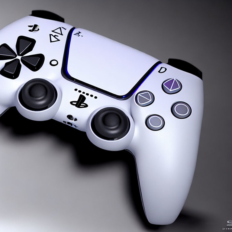 White PlayStation Controller with Black Joysticks and Buttons