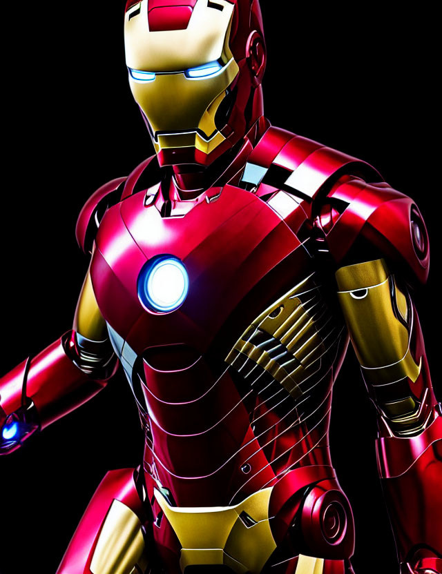 Vibrant high-contrast image of iconic red and gold Iron Man suit