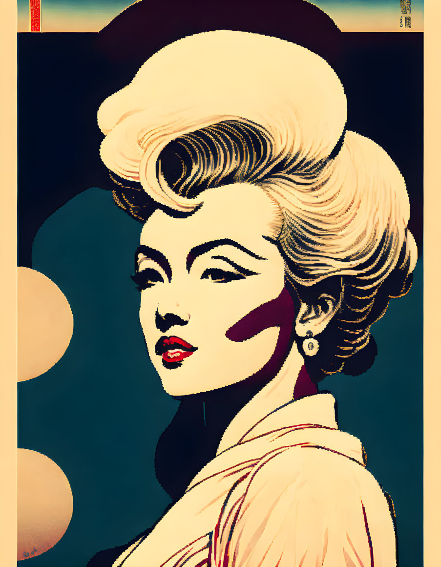 Stylized retro portrait of a woman with vintage style hair and makeup