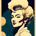 Stylized retro portrait of a woman with vintage style hair and makeup