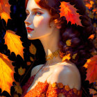 Stylized portrait of woman in autumn setting