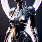 Detailed Female Humanoid Robot with Metallic Body Structure and Glowing Accents