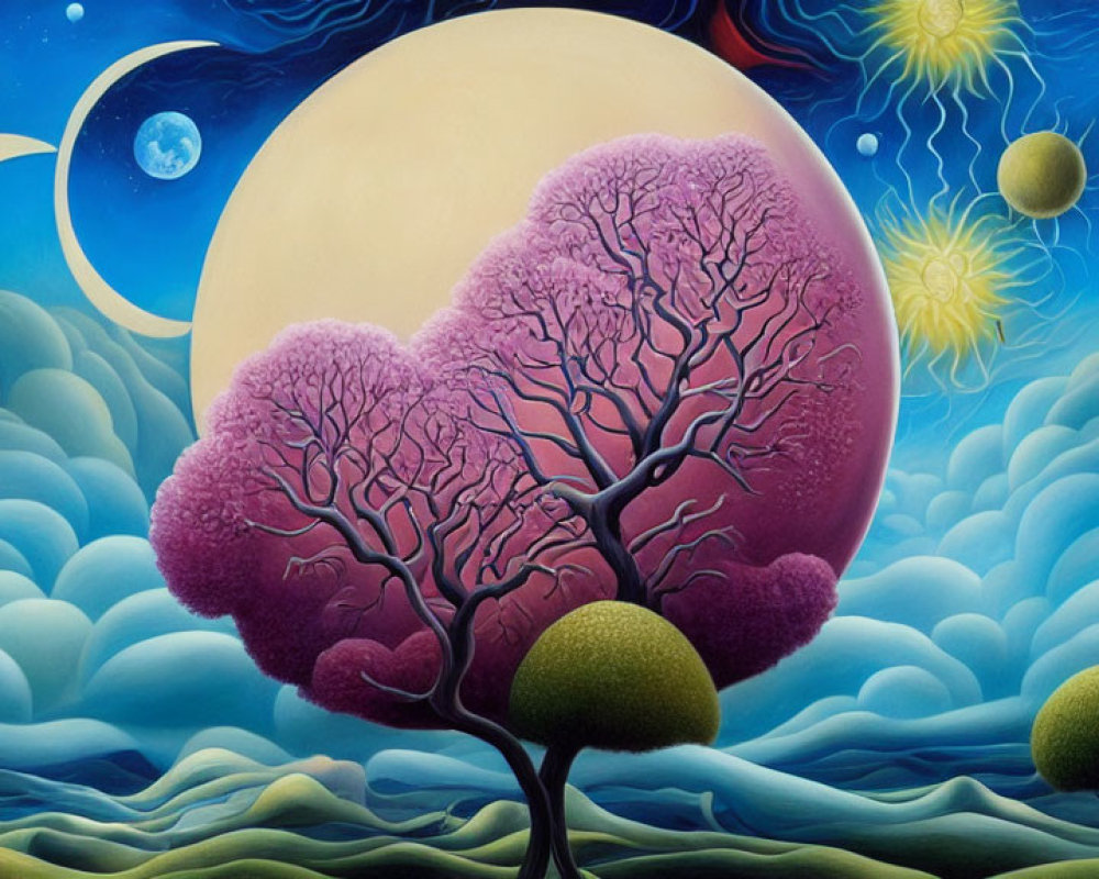 Vibrant Surrealist Landscape with Dream-like Elements