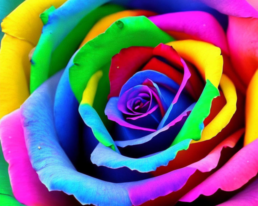 Multicolored rose with rainbow gradient petals.