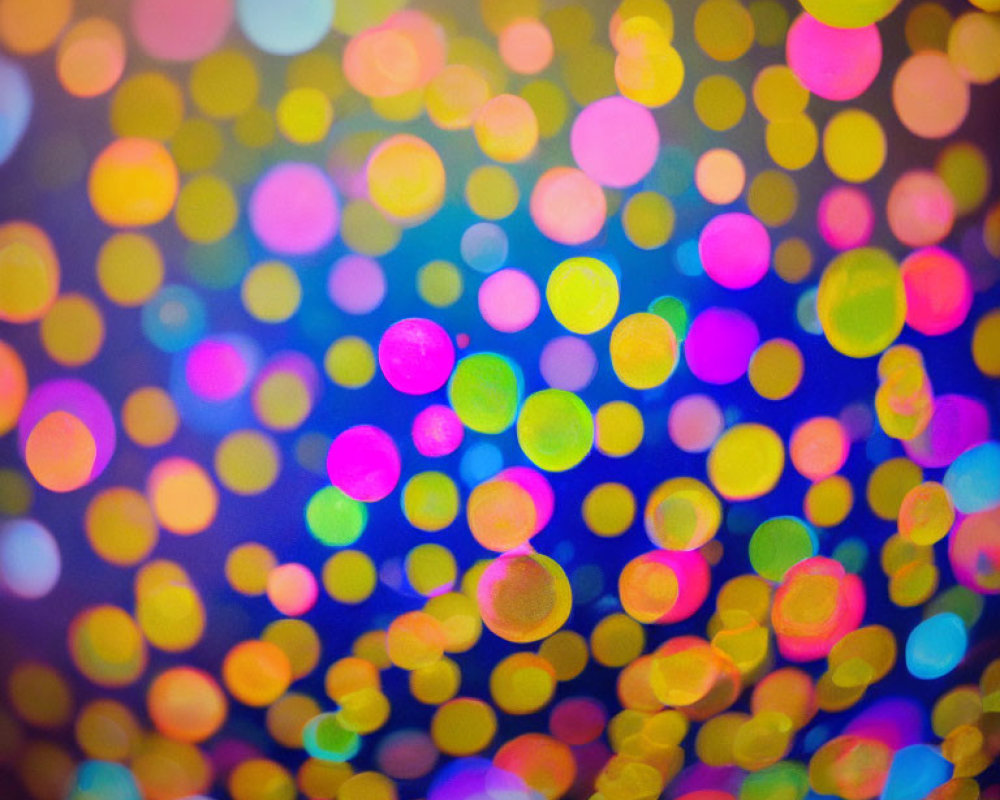 Blurred colorful lights in blue, yellow, pink, and purple bokeh