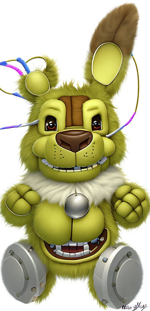 Colorful Cartoon Bunny with Headset and Oversized Teeth