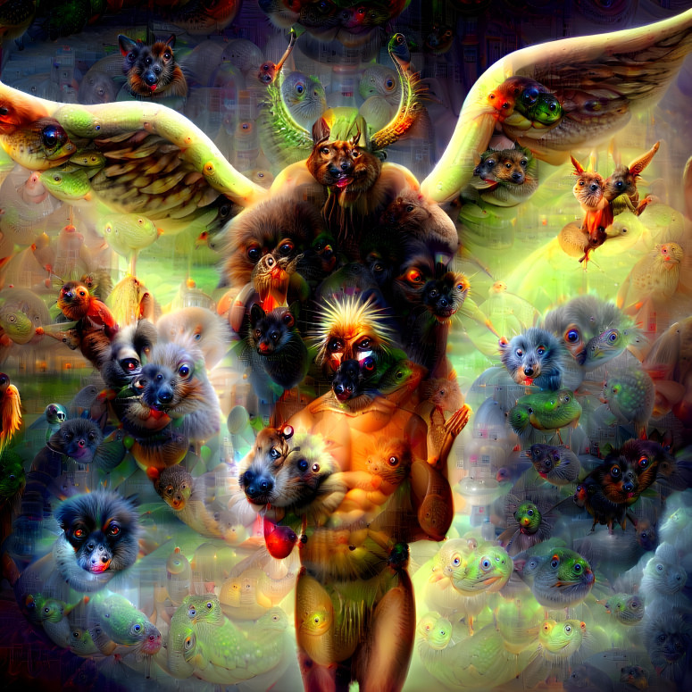 Deep dream of God, angels & demons