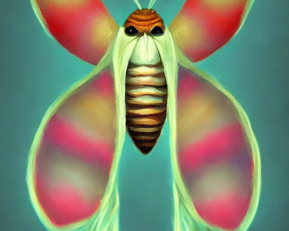 Colorful Stylized Moth Illustration with Translucent Wings