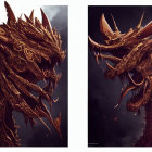 Detailed Multi-Headed Dragon Artwork with Glowing Eyes & Sharp Horns