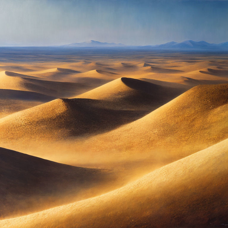 Tranquil Desert Landscape with Sandy Dunes and Blue Sky