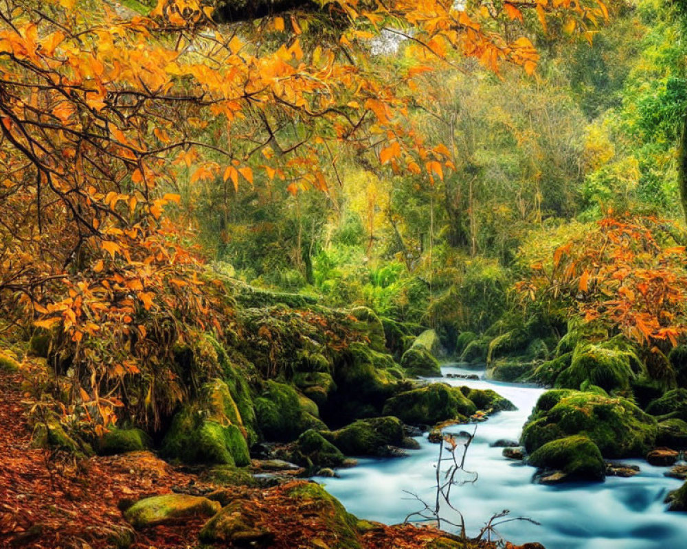 Tranquil Autumn River Landscape with Vibrant Foliage