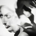 Monochrome abstract portrait with reflections and distortions