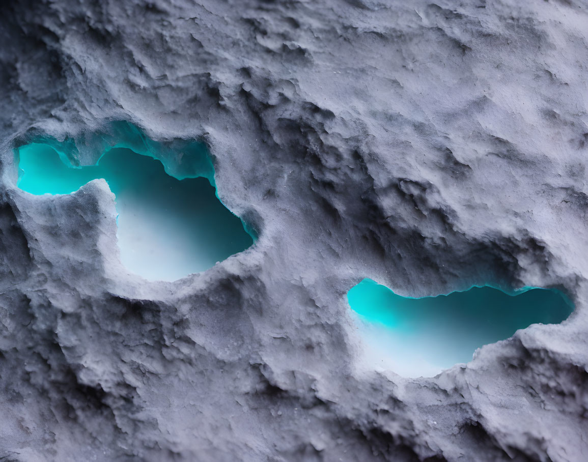 Detailed View of Glowing Turquoise Light on Rocky Surface