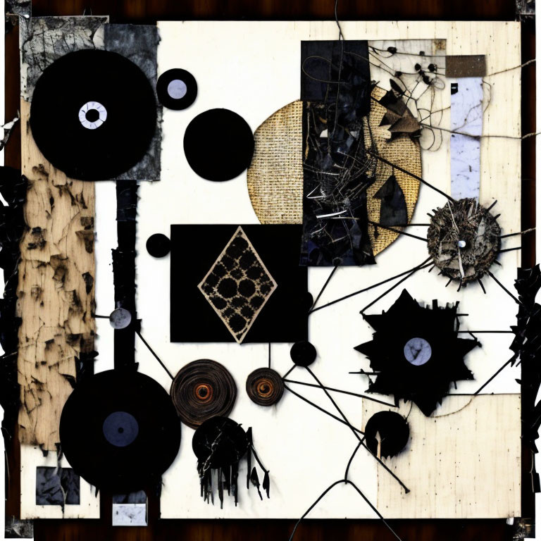 Abstract Collage: Black and Beige Geometric Shapes