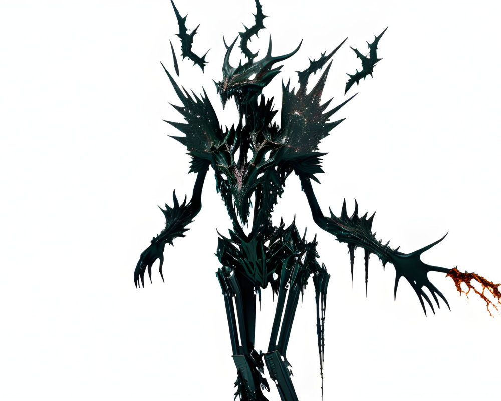 Dark-hued mechanical creature with spiky extensions and sharp claws.