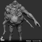 Grotesque monster with bloated body and sharp protrusions