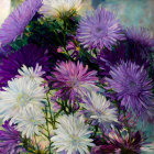 Purple and White Digital Flowers on Soft Watercolor Background