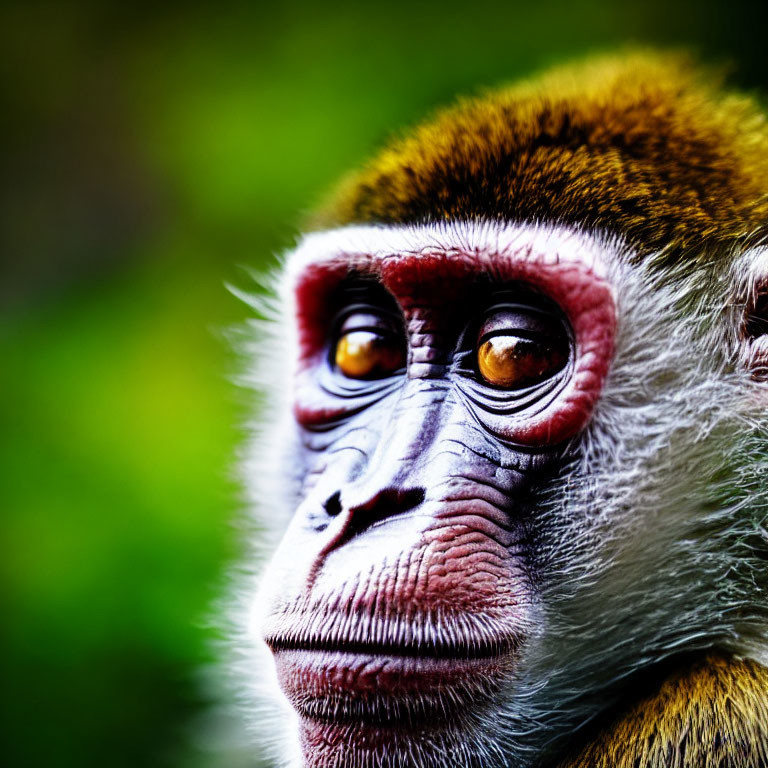 Detailed Close-Up of Pensive Monkey with Reflective Eyes