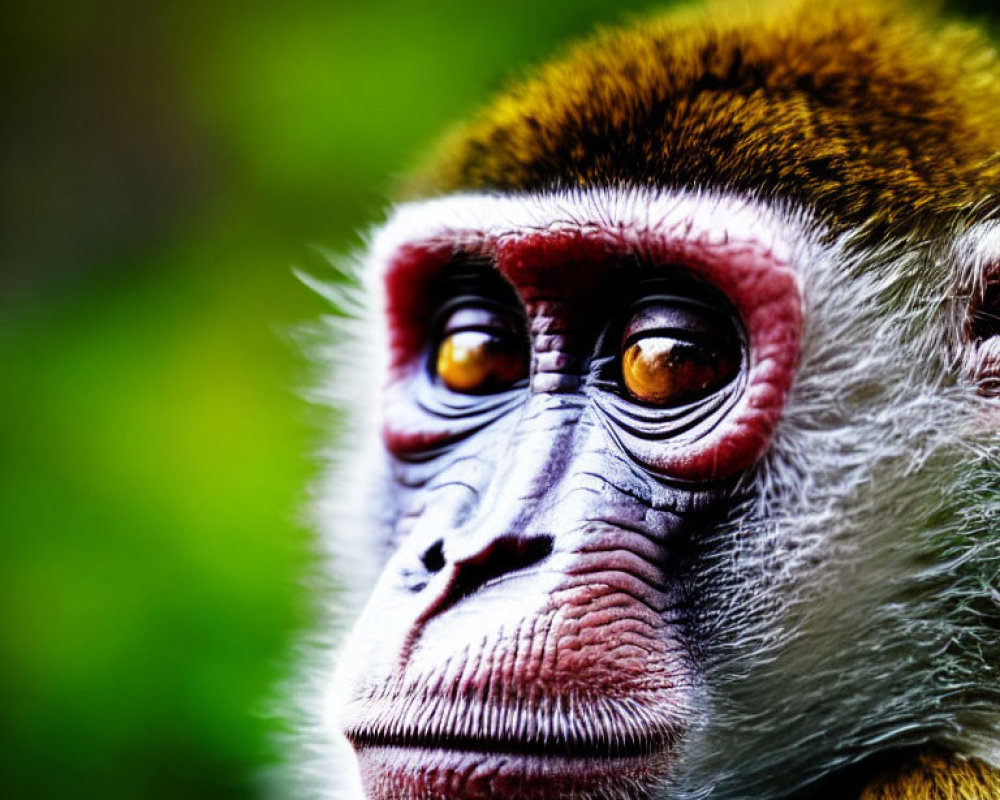 Detailed Close-Up of Pensive Monkey with Reflective Eyes