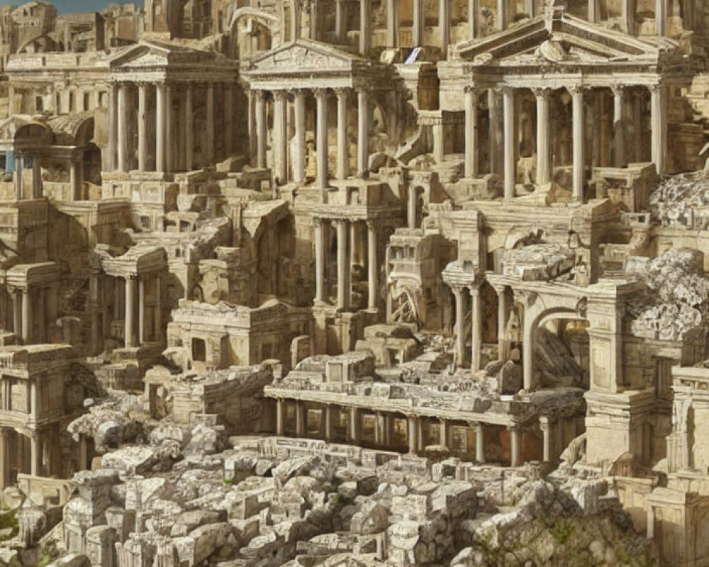 Ancient City Digital Painting with Classical Architecture