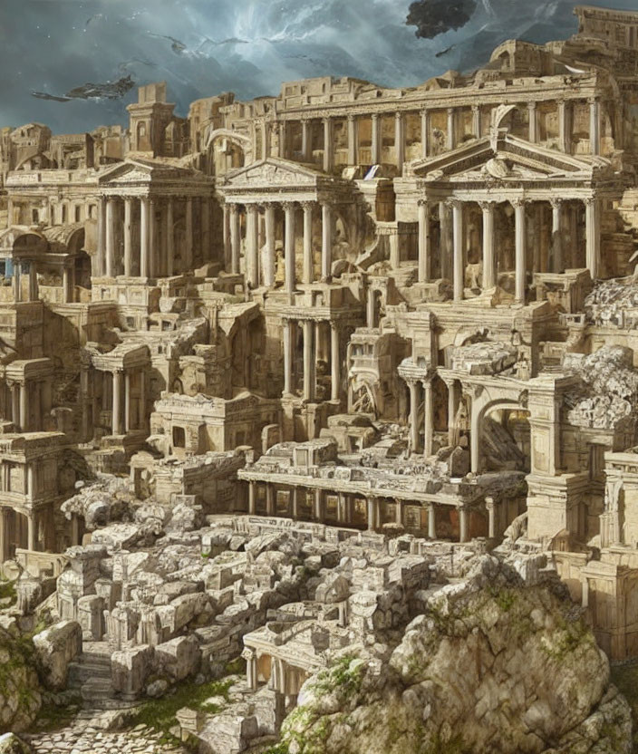 Ancient City Digital Painting with Classical Architecture