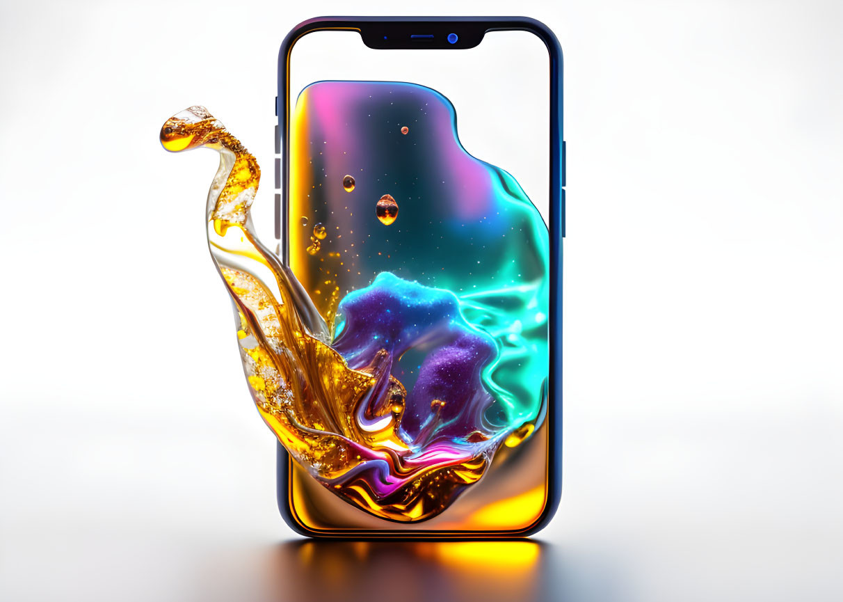 Colorful Liquid Art Displayed on Smartphone Screen