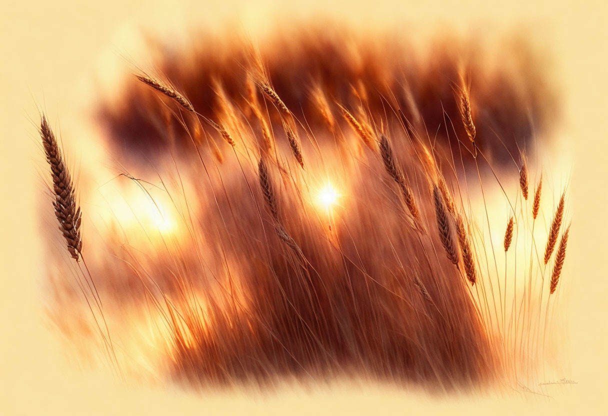 Sunlit Golden Wheat Field in Soft Focus