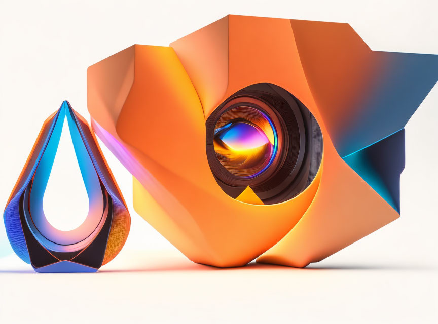 Colorful Geometric Shapes in Glossy 3D Render