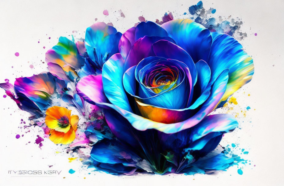 Colorful Stylized Flower Digital Artwork with Abstract Background