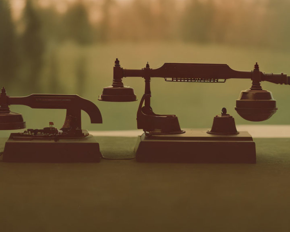 Assorted vintage telephones on table with varied designs