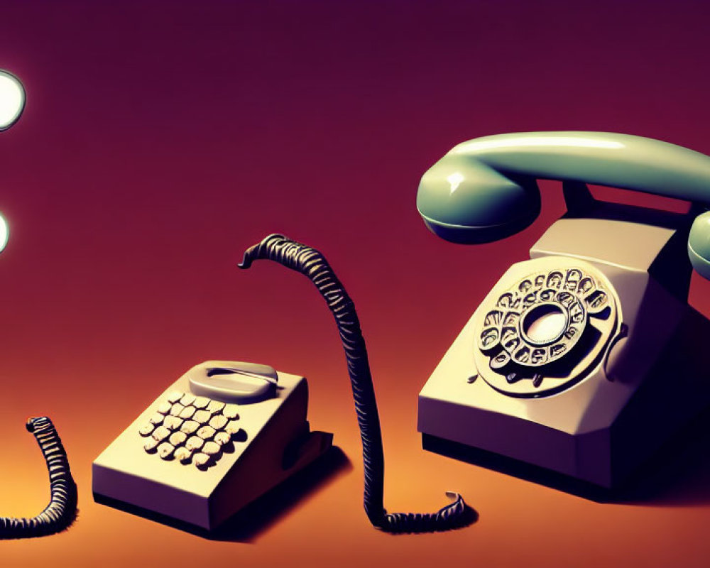 Vintage Telephone Artwork with Dial & Buttons in Stylized Design