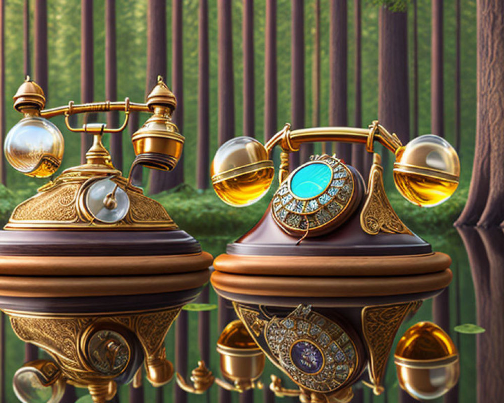 Intricate Steampunk Robotic Owls in Enchanted Forest