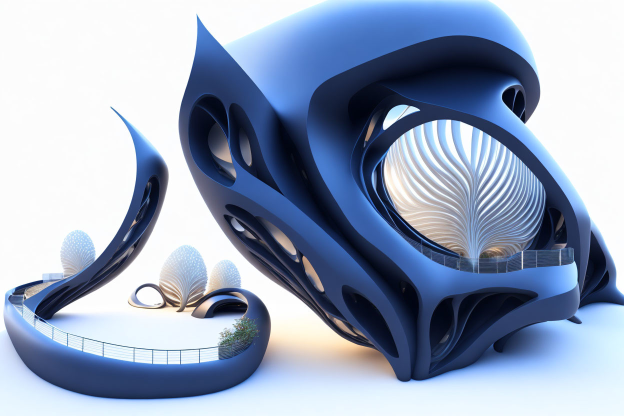 Futuristic 3D Render of Organic Curved Structure