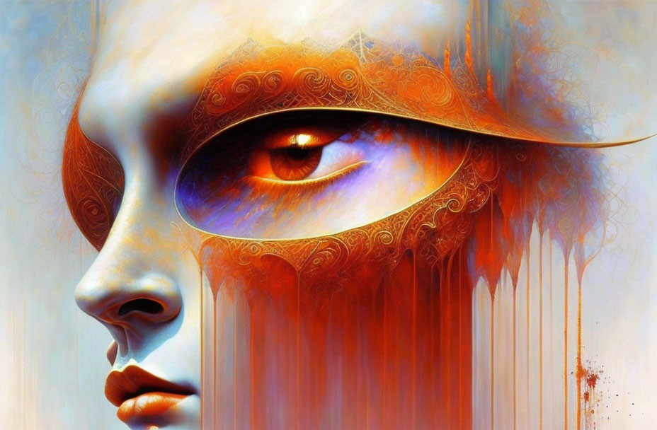 Colorful surreal digital artwork with detailed eye and ornamental designs