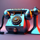 Sleek Metallic Retro-Futuristic Telephone on Gradient Background