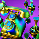 Colorful Psychedelic Rotary Phone Illustration