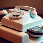 Comparison of Vintage Rotary Dial Phone and Modern Mobile Phone on Wooden Surface