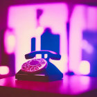 Vintage Rotary Phone with Blurred Colorful Background