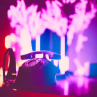 Vintage Rotary Phone with Purple and Pink Smoke Background