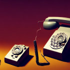 Vintage Telephone Artwork with Dial & Buttons in Stylized Design